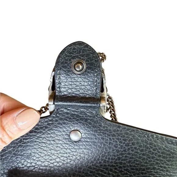 Gucci Dionysus mini bag in blk leather crystal closure crossbody shoulder clutch - Picture 7 of 15
